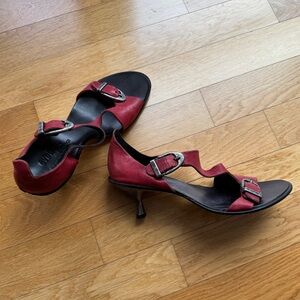 CYDWOK soft red leather heels
